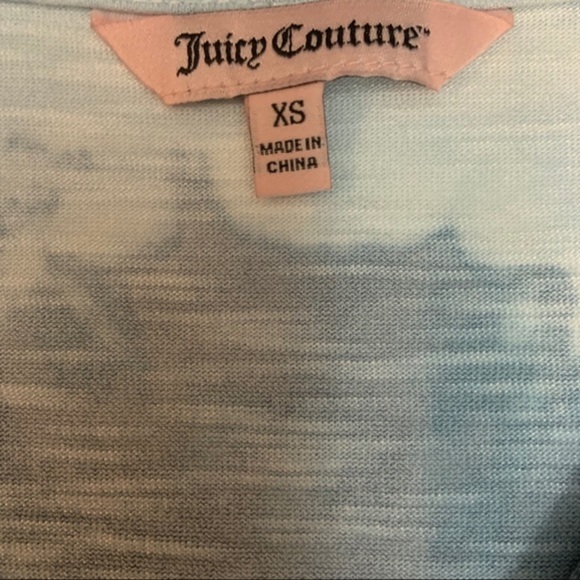 Y2K Juicy Couture Short Sleeve Blue Watercolor V Neck Oversized Knit Top - Picture 9 of 11